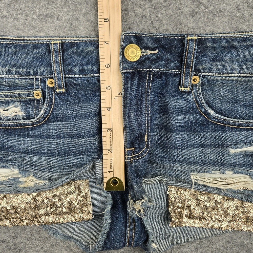 American Eagle Shorts Women's Size 6 Regular Cut Off Distressed Low Rise Sequins - Picture 6 of 9